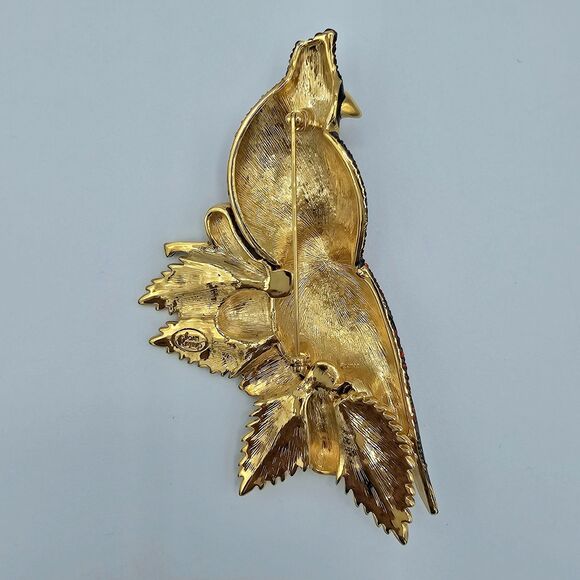 Joan Rivers Cardinal Brooch Vtg Swarovski Crystal Love Birds Winter Holiday Pin - Picture 11 of 15